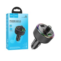 Hoco Wireless FM Transmitter E82 Guerrero With PD30W+QC3.0 USB Black Hoco Wireless FM Transmitter E82 Guerrero With PD30W+QC3.0 USB Black
